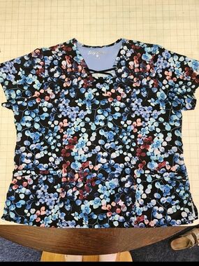 Floral V-Neck Women’s Scrub Top